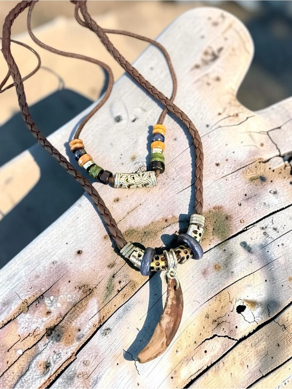 Boho Butterfly & Beaded Layered Necklaces - Brown & Red